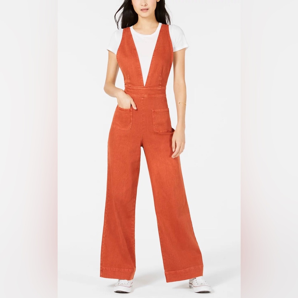 Dollhouse Juniors Wide Leg Denim Overalls